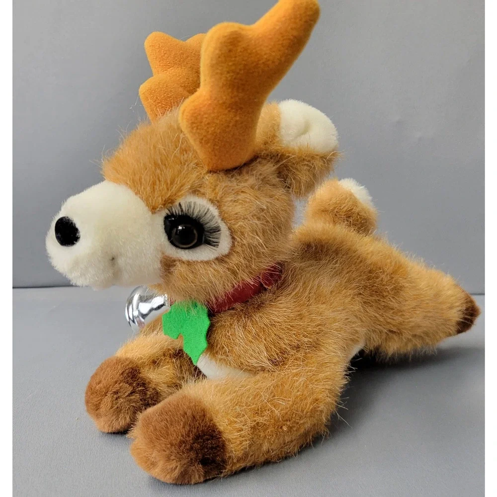 Vintage Russ Berrie Reindeer Shimmer Plush Toy Brown White Furry‎ Christmas #835